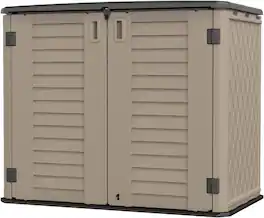 Yardgrace - 35 cu.ft. Waterproof Horizontal Storage Shed, Multi-Opening Deck Box for Bike, Garbage Cans Lawn Mower, for Garden Patio - Brown