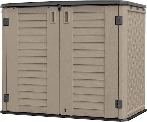 Front. Yardgrace - 26 cu.ft. Waterproof Horizontal Storage Shed, Multi-Opening Deck Box for Bike, Garbage Cans Lawn Mower, for Garden Patio - brown.