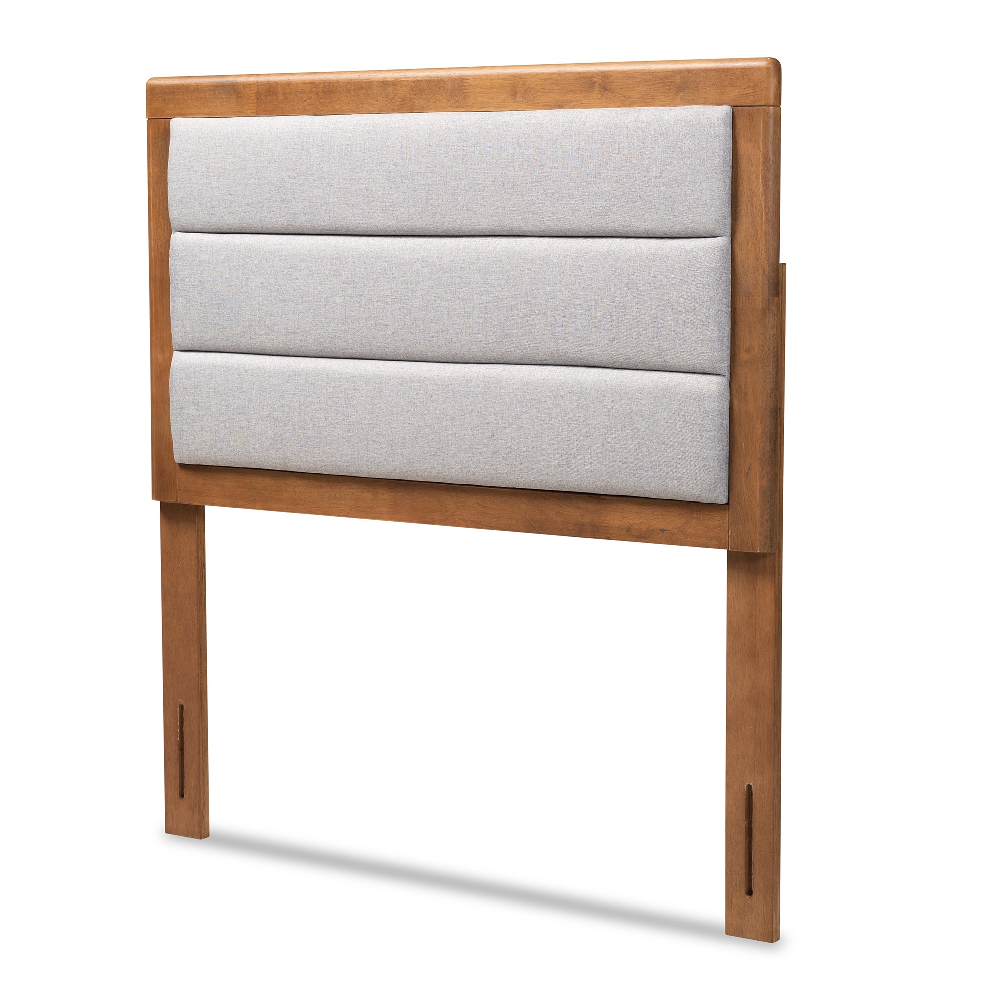 Baxton Studio - Dexter Modern and Contemporary Fabric Upholstered and Finished Wood Twin Size Headboard - Light Grey/Walnut Brown