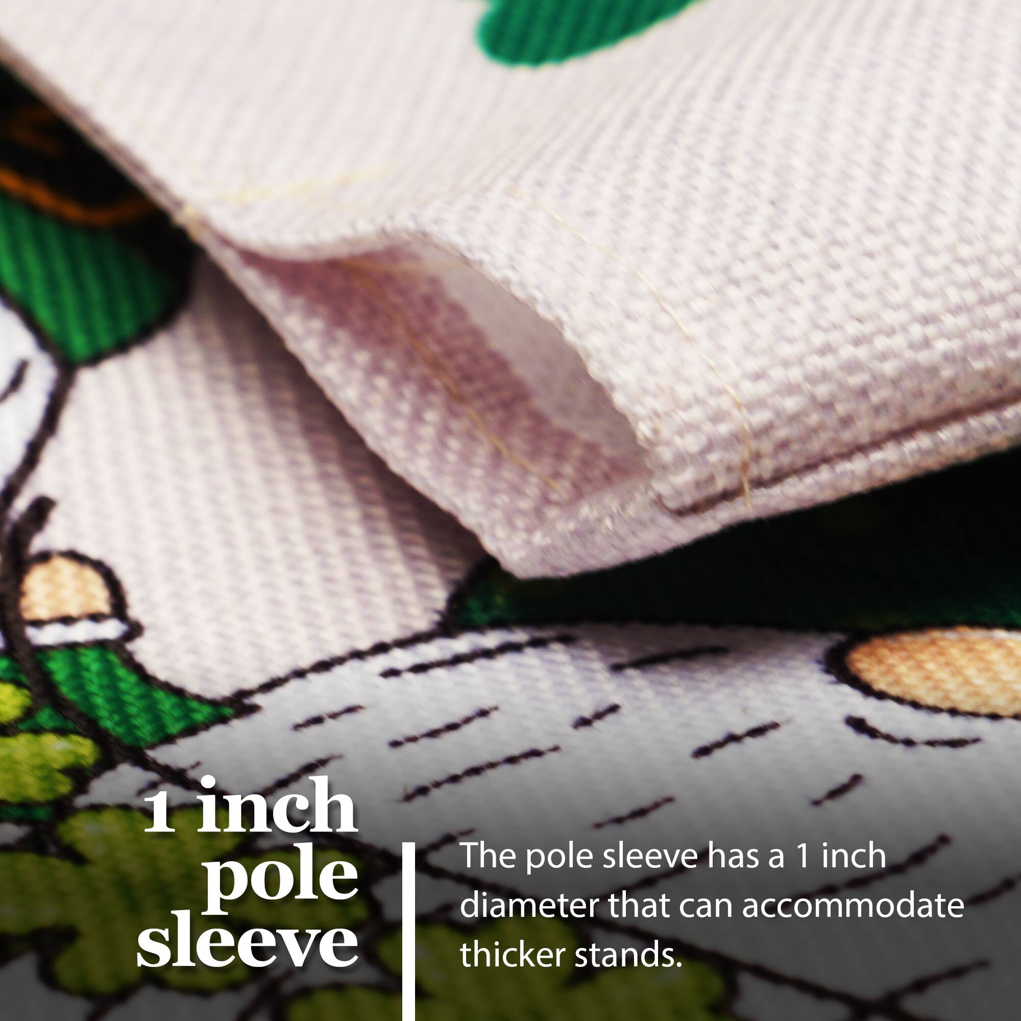 1 inch pole sleeve

The pole sleeve has a 1 inch diameter that can accommodate thicker stands.
