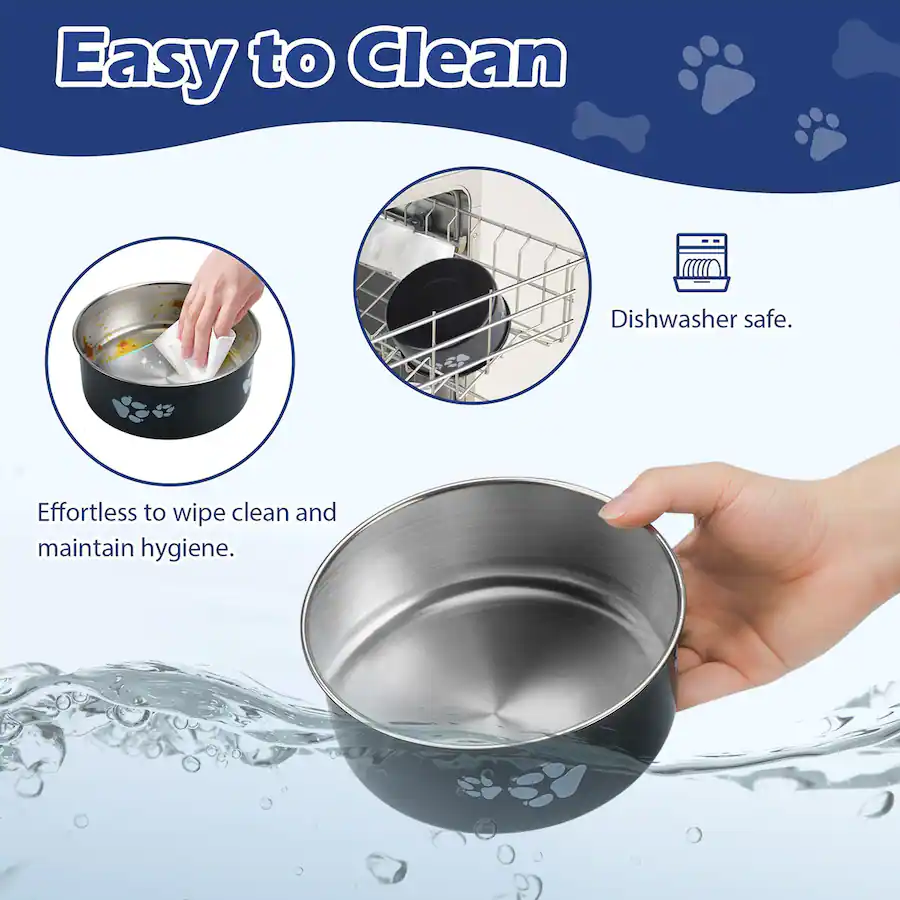 Dog Bowl Pattern Supet Cartoon Footprint Stainless Steel Dog Bowl Black - Best Buy