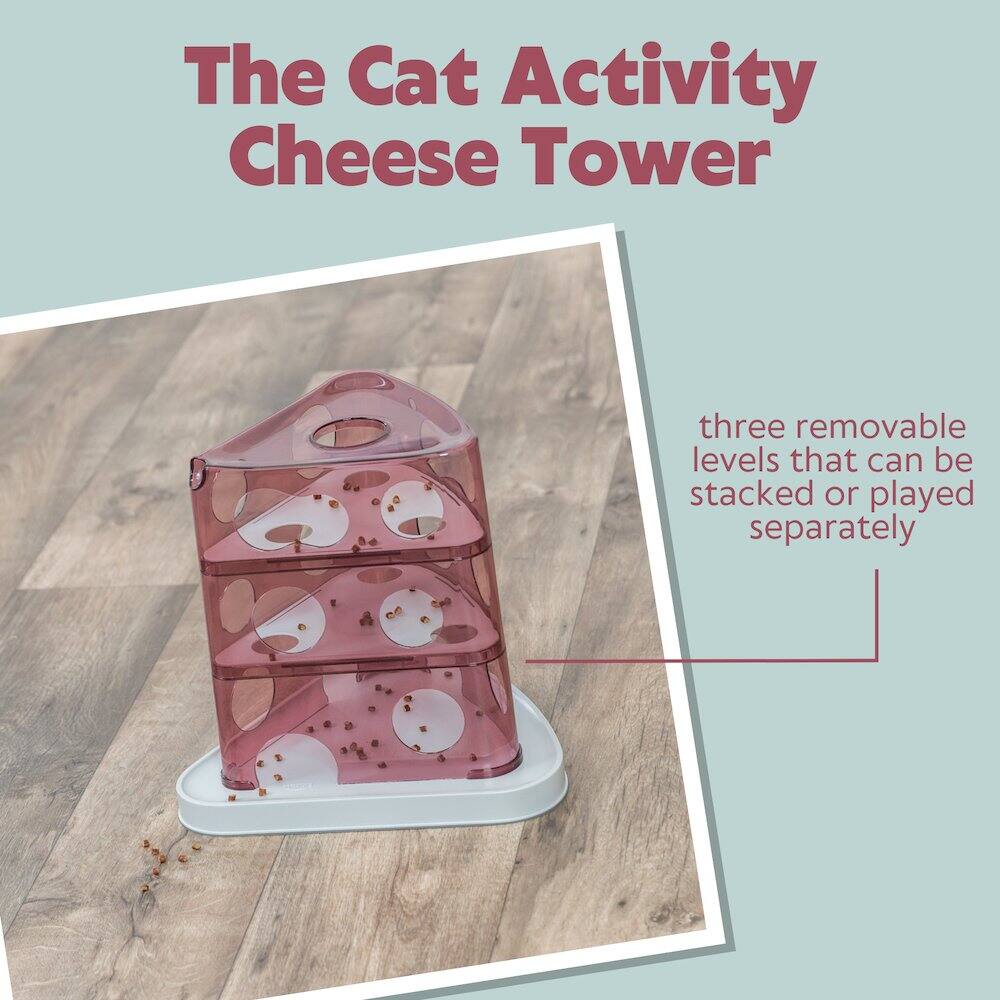 The Cat Activity Cheese Tower  
three removable levels that can be stacked or played separately