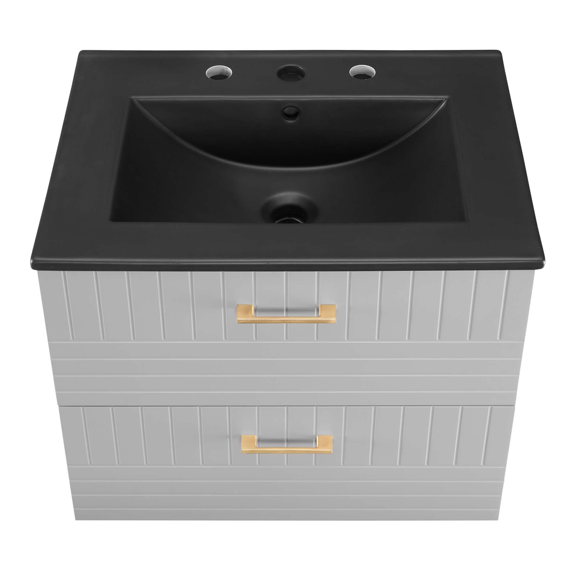 Alt View 4. Modway - Daybreak Wall-Mount Bathroom Vanity Basin Included by Modway - Light Gray Black.