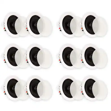 Front. Theater Solutions by Goldwood - TS50C in Ceiling Speakers Surround Sound Home Theater 6 Pair Pack - Paintable White.