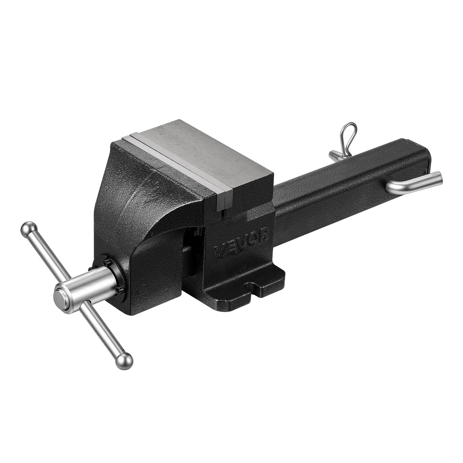 Alt View 5. VEVOR - Truck Hitch Vise, 6" Jaw Width, Heavy Duty Ductile Iron Bench Vise with Anvil, 1 Pair Magnetic Jaw Pads, Pin - Black;Orange.