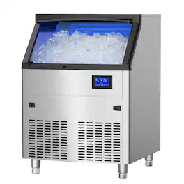 Coolake - Commercial Ice Maker Machine 320lbs/24H with 120lbs Storage| Stainless Steel Under Counter Freestanding Ice Make - Silver