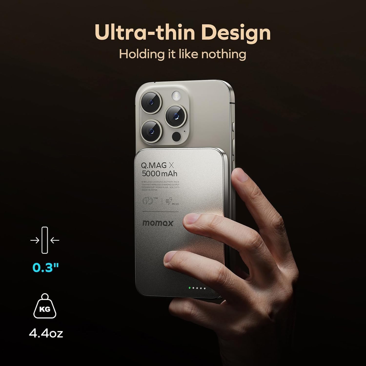 Ultra-thin Design Holding it like nothing Q.MAG X 5000 mAh R LARA - da com.... RAELIN OAN - . OCN I e H - UW | PI momox 0.3" .... KG 4.4oz