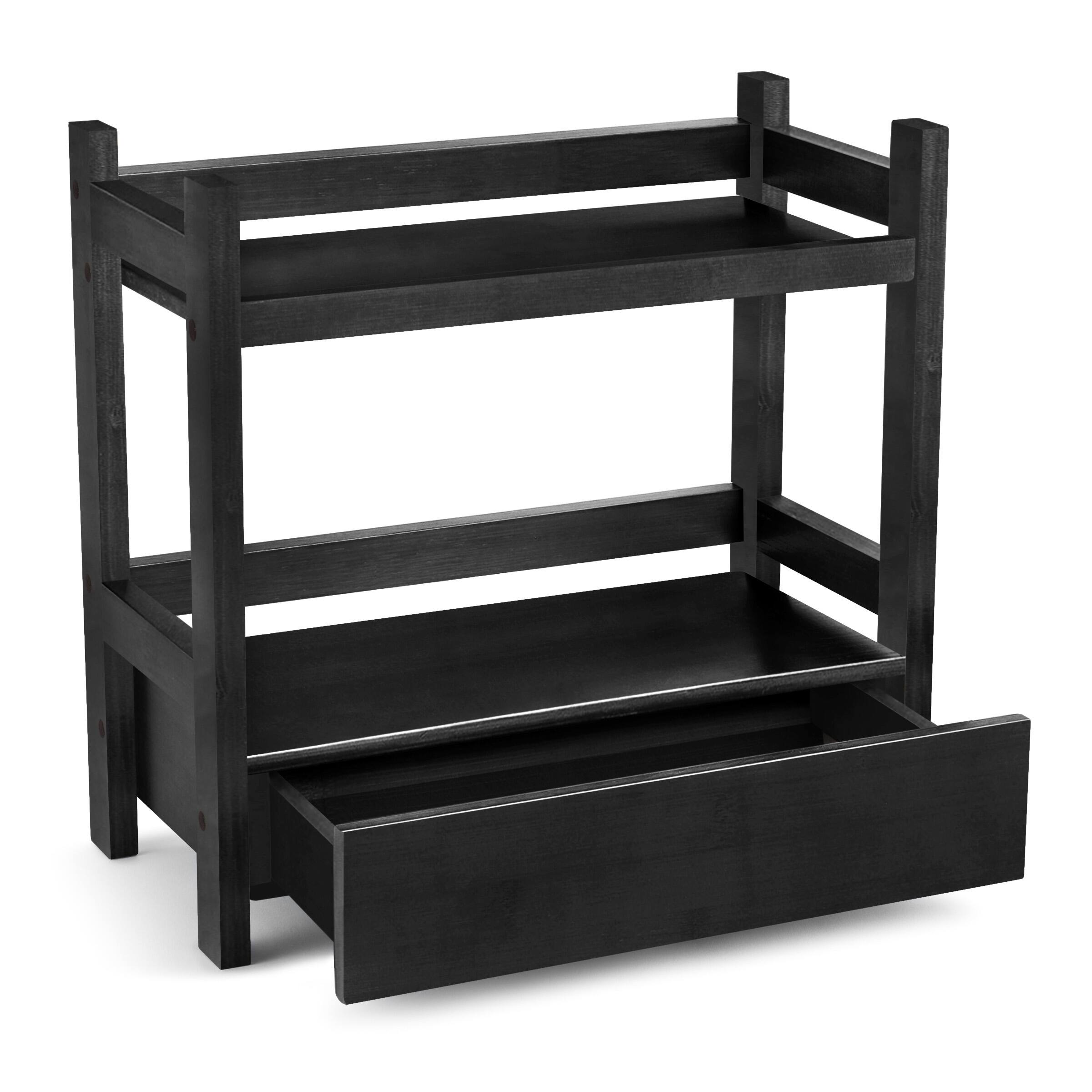 Angle. Sorbus - Sorbus 2-Tier Bamboo Kitchen Countertop Organizer - ideal for storage and display, Matcha, Coffee Station, Bathroom - Black.