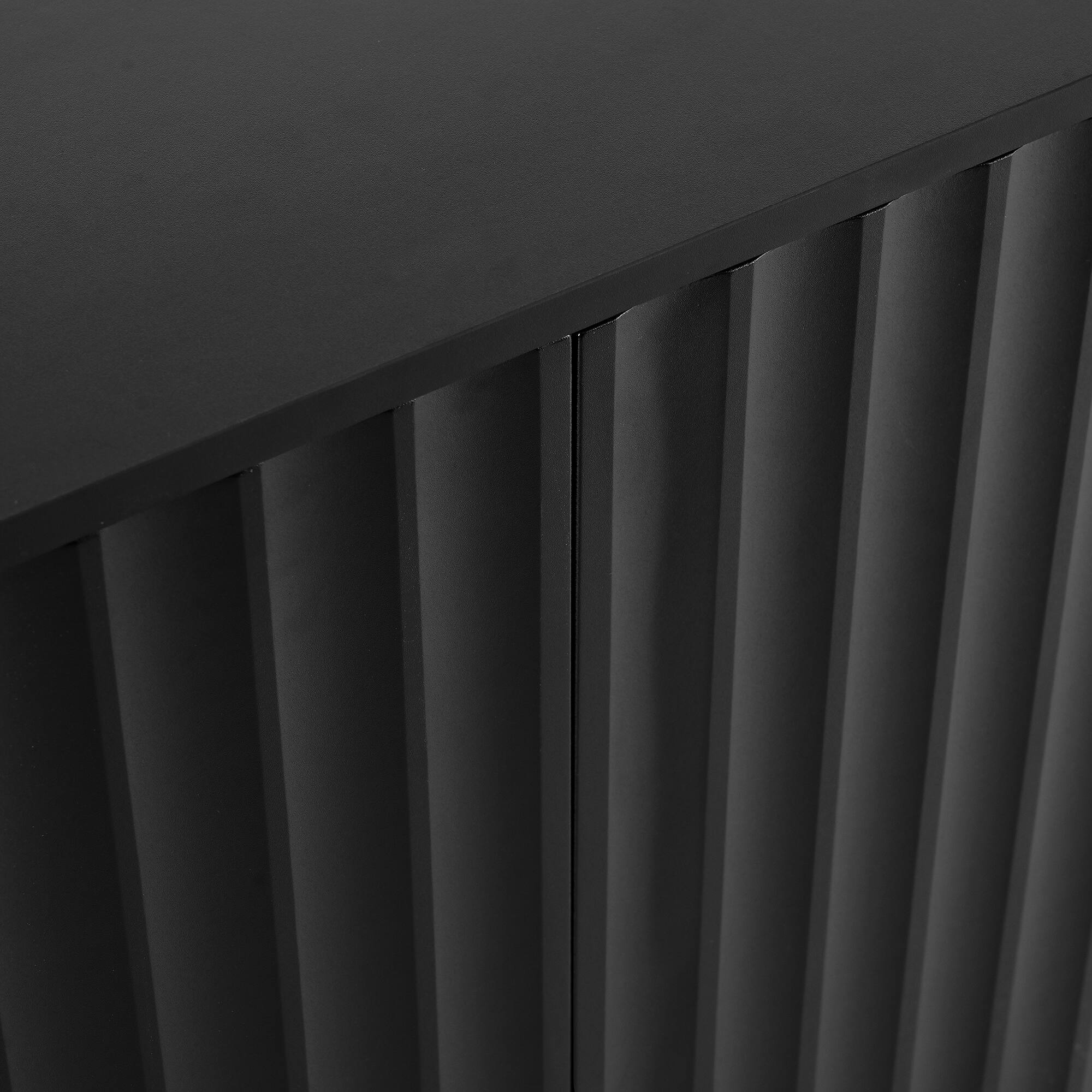 Alt View 7. Spaco - Spaco Solid Wood Leg 4-Door Shoe Cabinet, Fluted Door Sideboard Buffet, Storage with Adjustable Shelves for Living Room - Black.