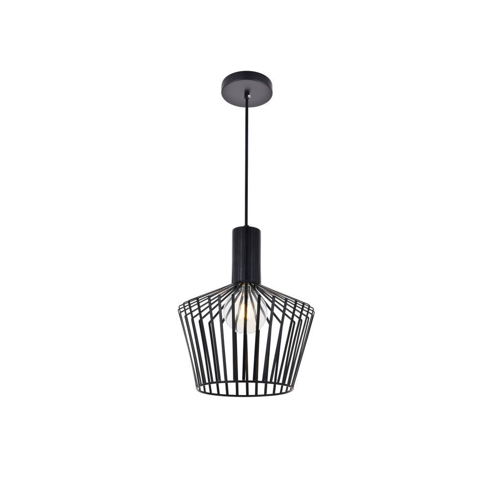 Alt View 4. Living District - Ronnie 1 Light Black Pendant - Black.