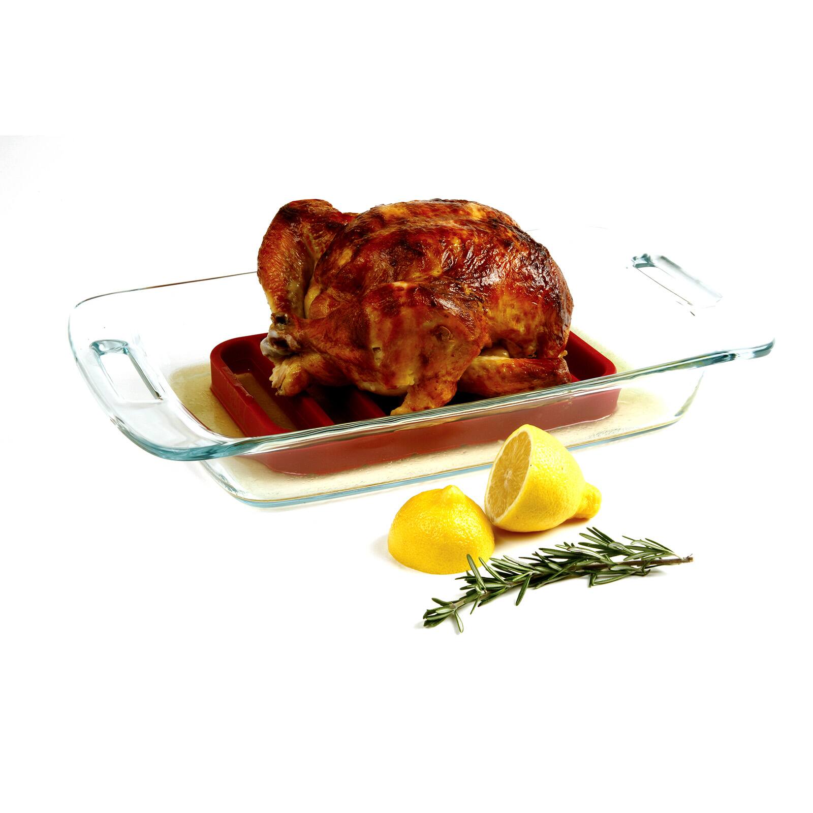 Alt View 3. Norpro - Rectangle Silicone Roast Rack – 9 x 6 Inch, Red, Heat-Resistant - Red.