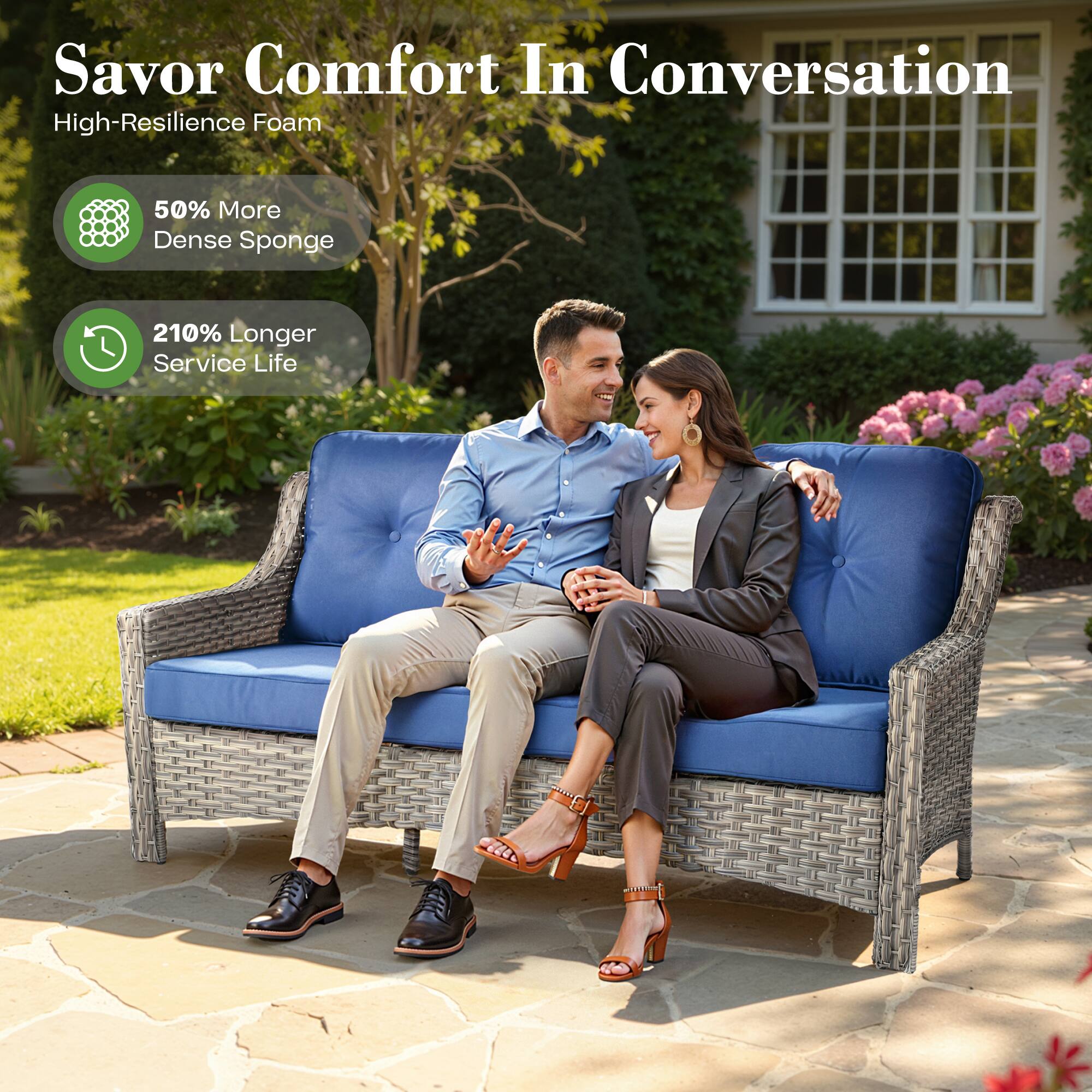 Savor Comfort In Conversation

High-Resilience Foam

- 50% More Dense Sponge
- 210% Longer Service Life
