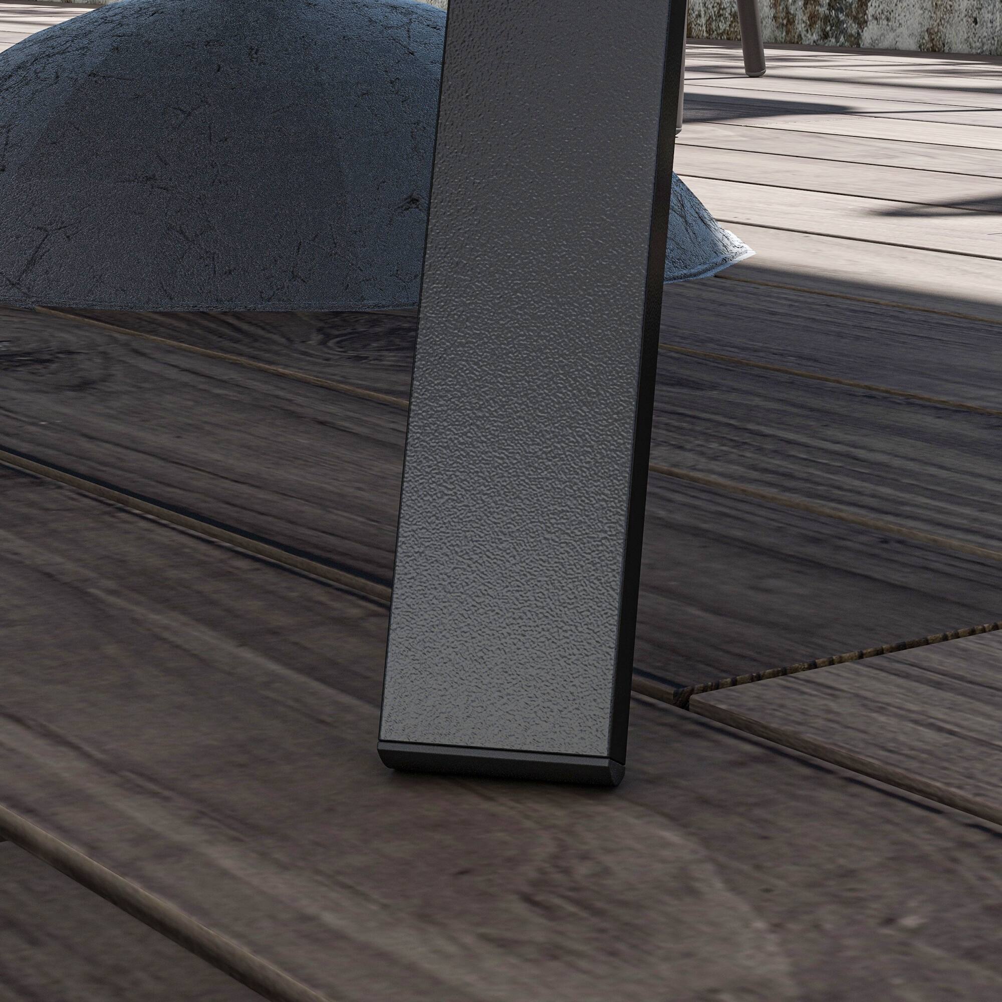 Alt View 8. Outsunny - Rectangle Outdoor Dining Table for 6 People, Faux Wood Rectangular Patio Table with Umbrella Hole - Brown.