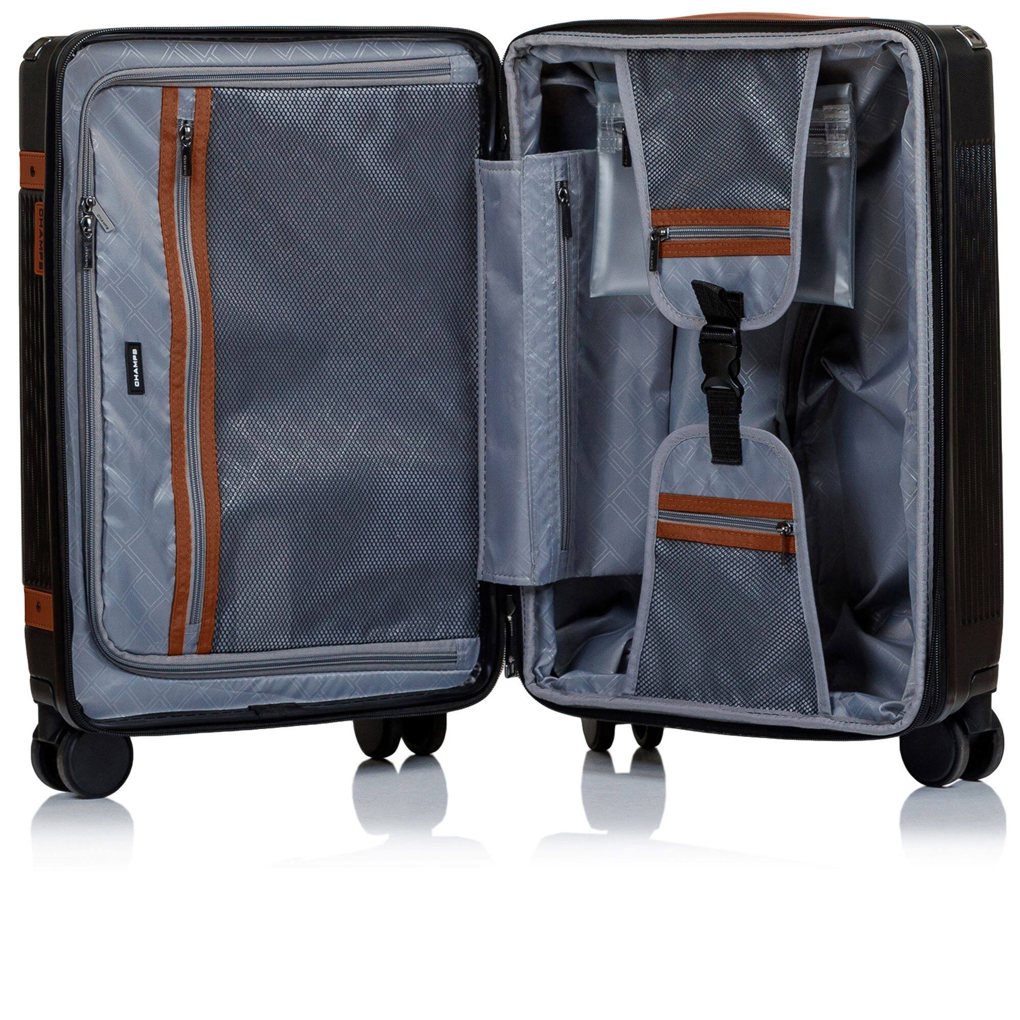 Back. Champs - Vintage Air 3-Piece Hardside Luggage Set - Black.