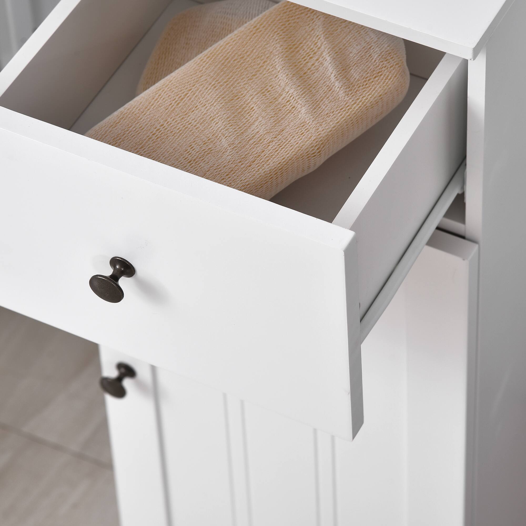 Alt View 7. Kleankin - Short Bathroom Storage Cabinet, Cabinet Organizer with 1 Drawer and Adjustable Shelf for Living Room - White.