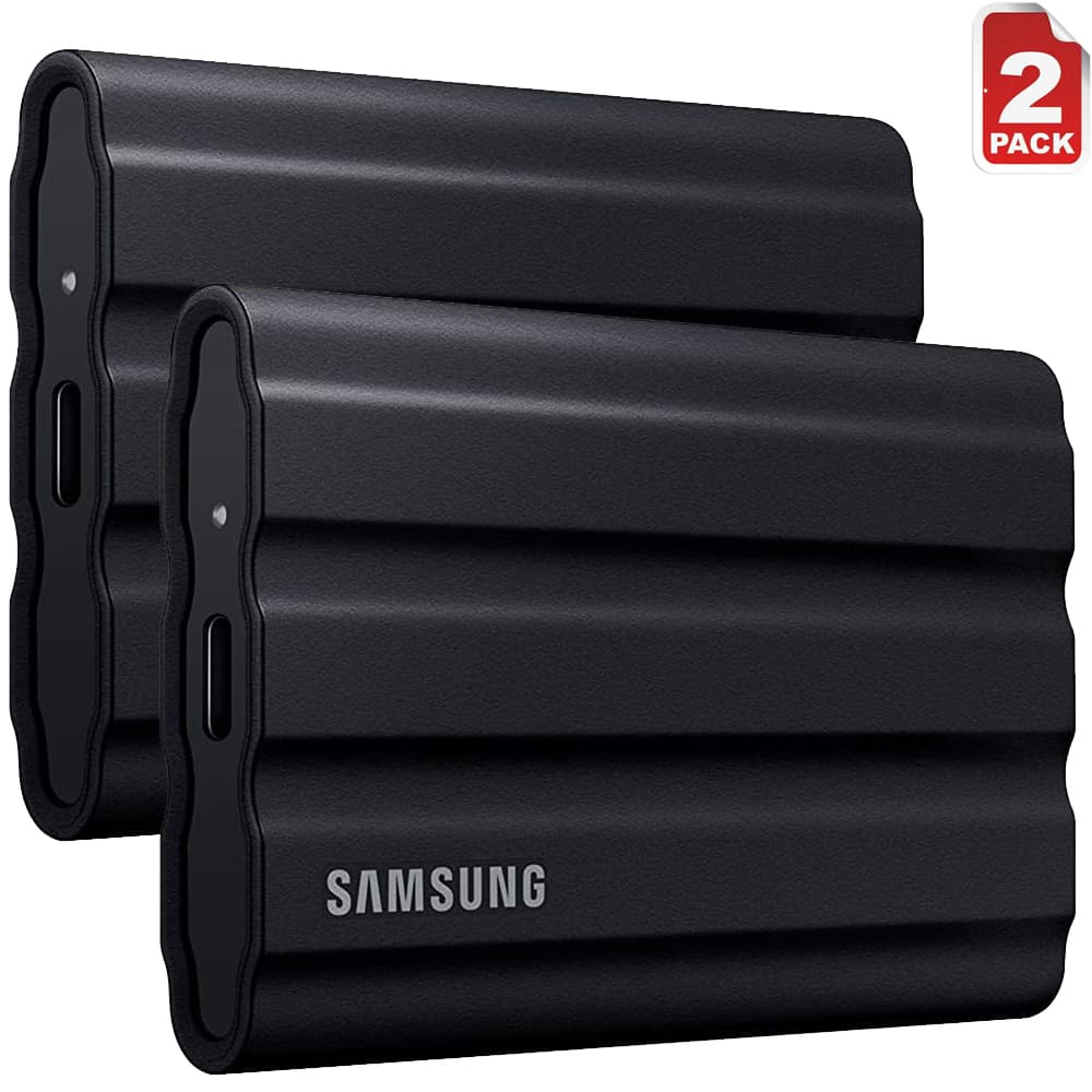 Samsung - T7 Shield 4TB External USB 3.2 Gen 2 Rugged SSD IP65 Water Resistant - MU-PE4T0S (2-Pack Bundle) - Black