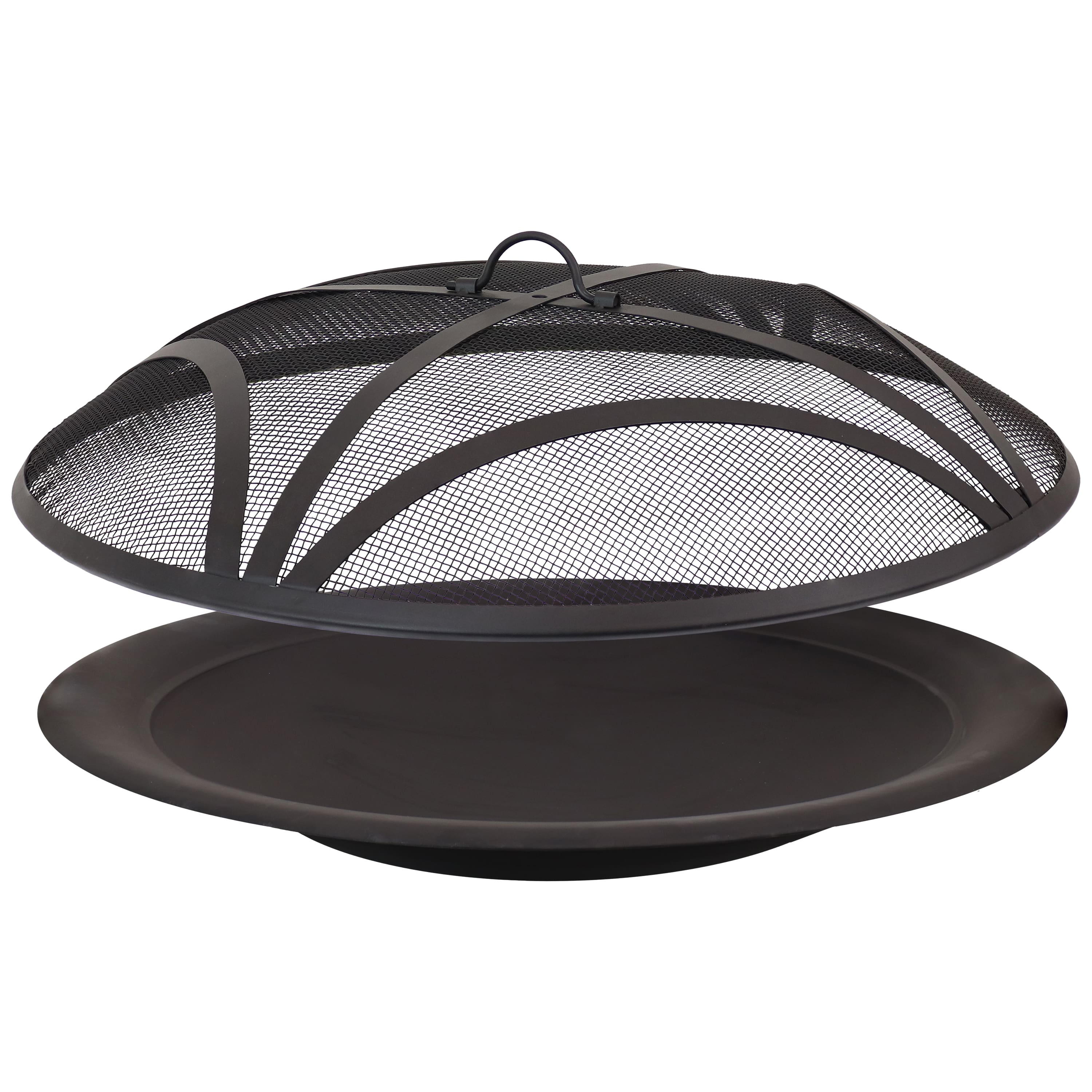 Sunnydaze - 39 in Classic Elegance Replacement Fire Pit Bowl and Spark Screen - Black