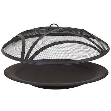 Front. Sunnydaze - 39 in Classic Elegance Replacement Fire Pit Bowl and Spark Screen - Black.
