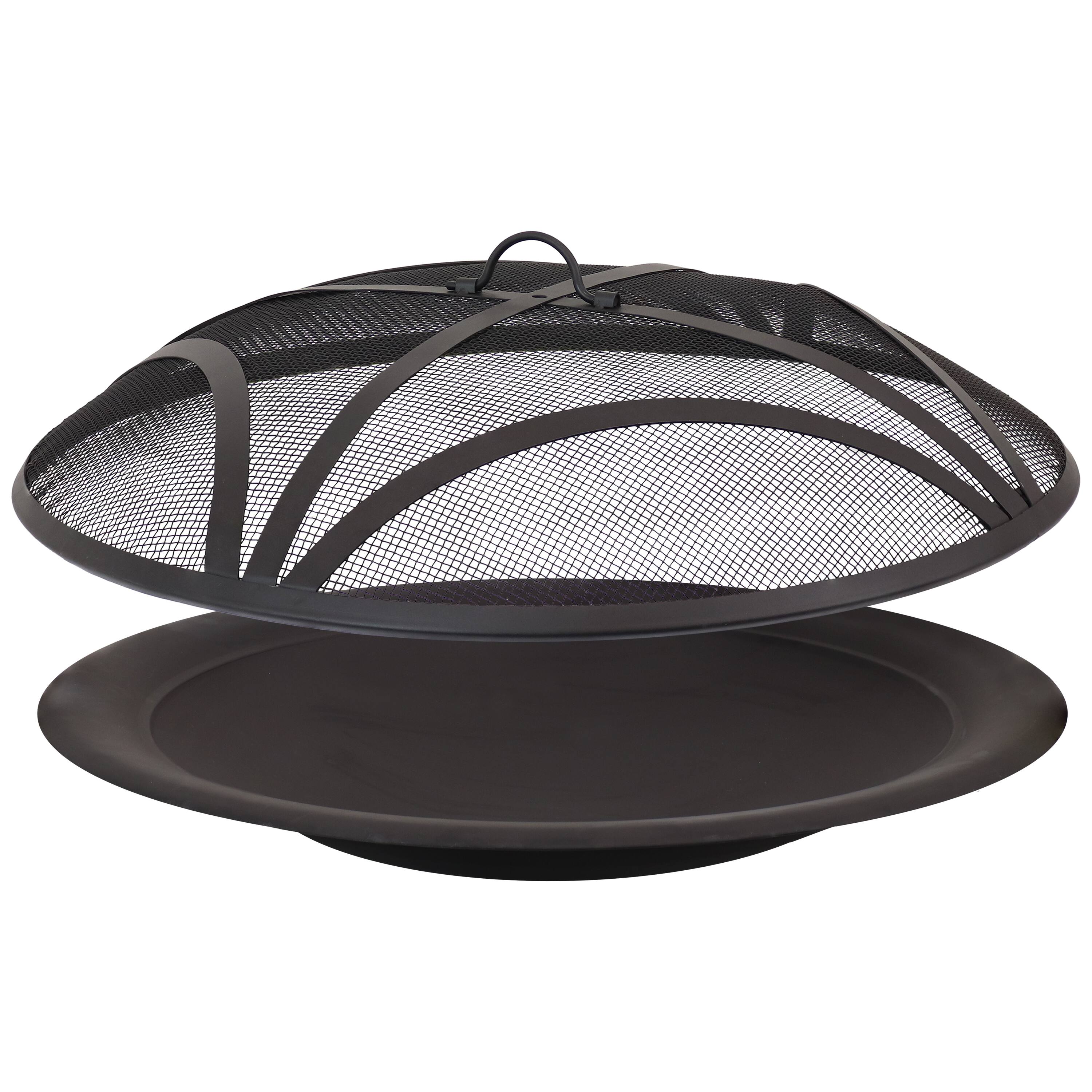 Front. Sunnydaze - 39 in Classic Elegance Replacement Fire Pit Bowl and Spark Screen - Black.