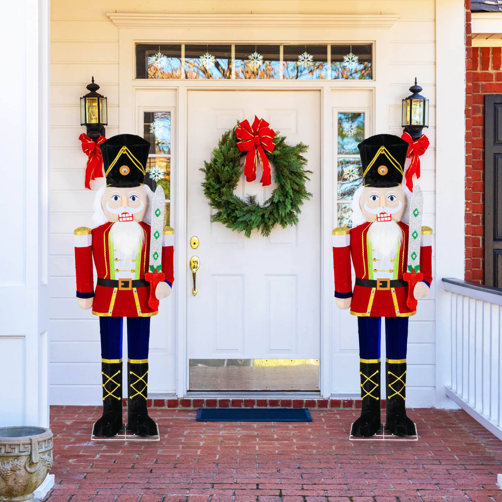 Alt View 5. Costway - Costway 2 PCS 5 FT Lighted Nutcracker Soldier Christmas Decoration with Glitter Sword - Multicolor.