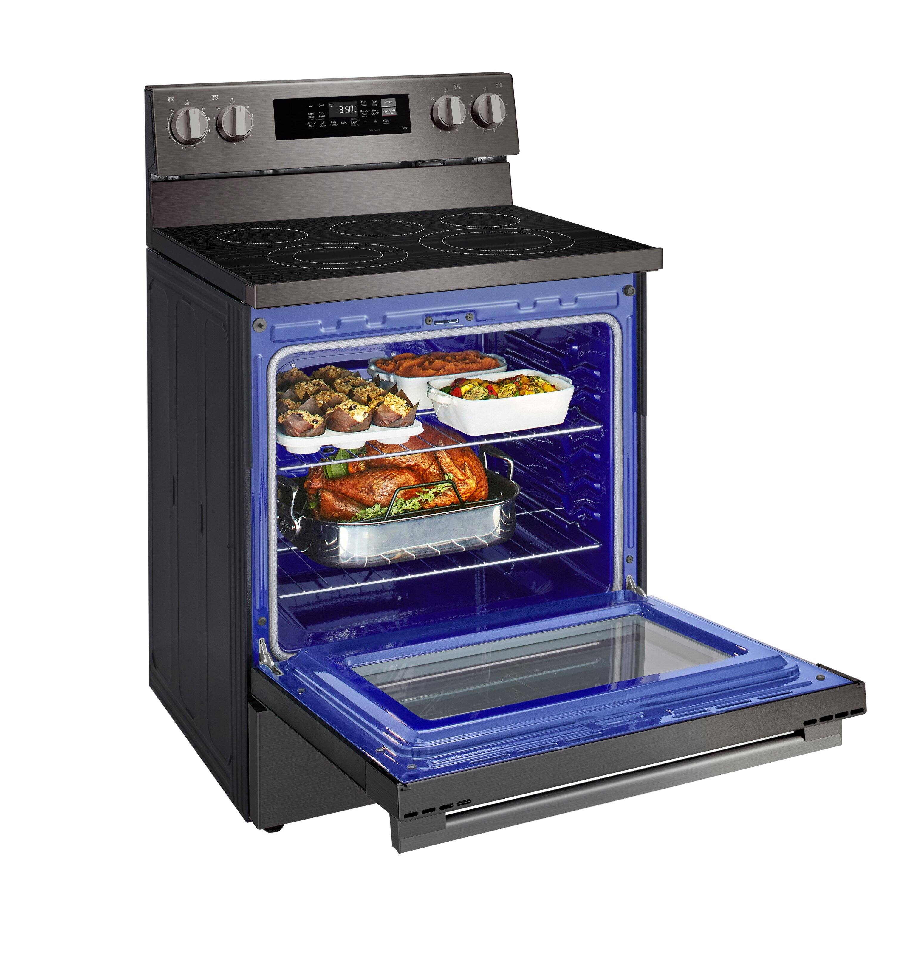 Alt View 12. LG - 6.3 Cu. Ft. Freestanding Electric True Convection Smart Range with Air Fry and Premium Handle - PrintProof Black Stainless Steel.