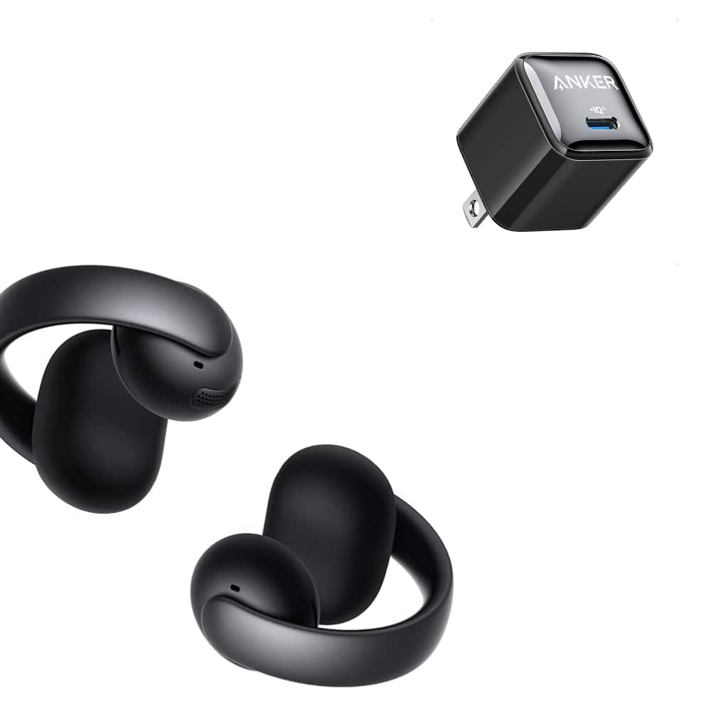 Soundcore - AeroClip by Anker with USB C Charger Block 20W,Open-Ear Earbuds, Clip-On Headphones, Adaptive Comfort