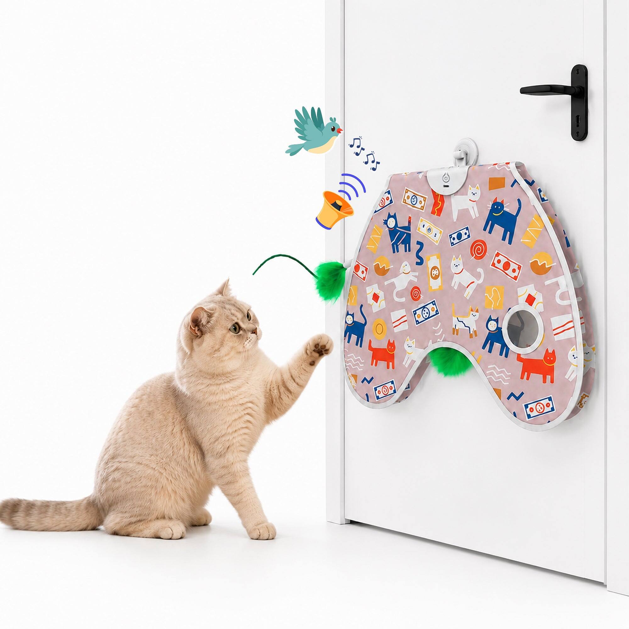 Front. PawsPik - PawsPik Peek & Play Wall Mounted Interactive Electronic Hide & Seek Cat Toy - brown.