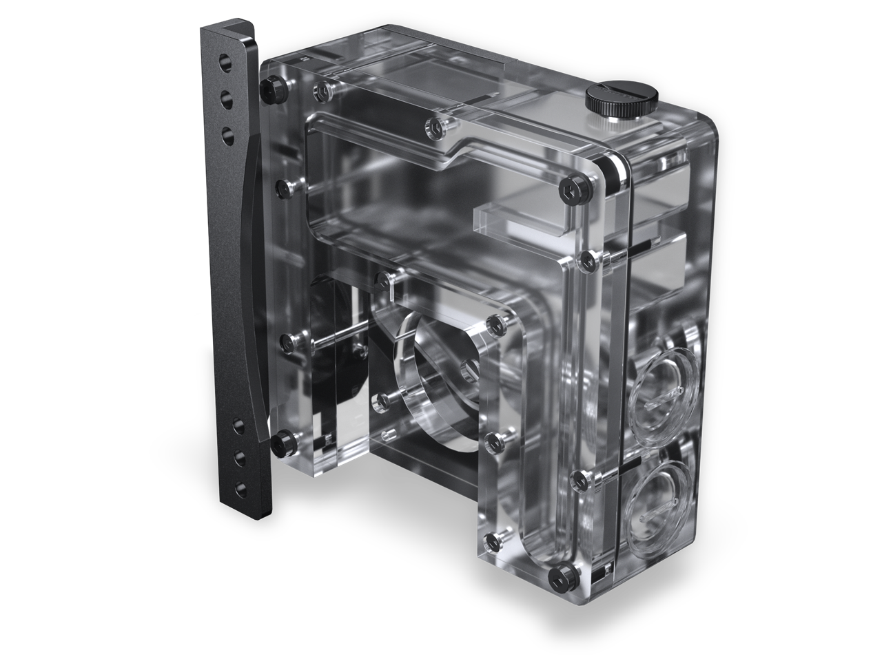 Alt View 5. Phanteks - Phanteks Glacier EZ-Fit 120RES-DDC Body, Compact Reservoir with 16mm Fittings, D-RGB, Black - Black.