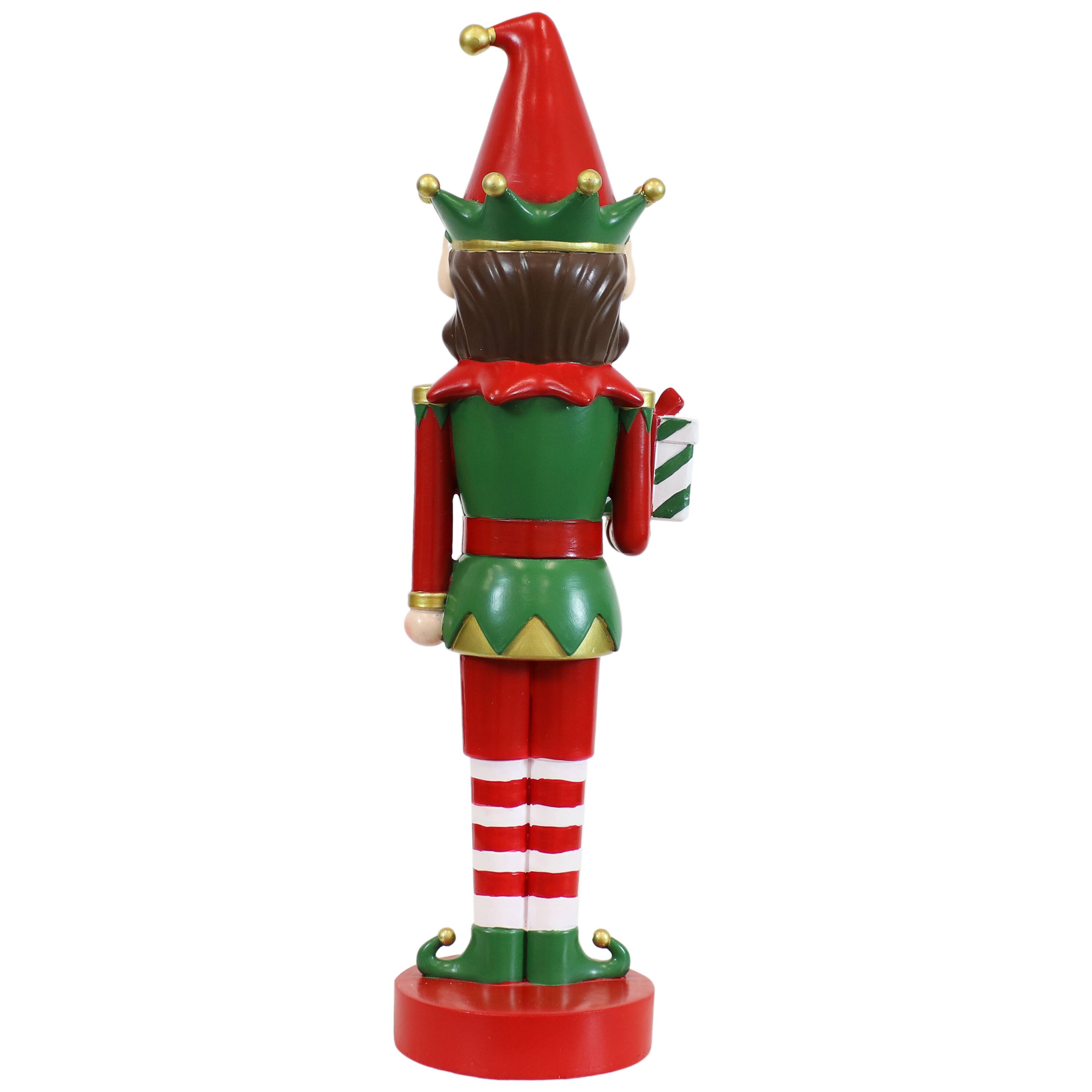 Alt View 8. Sunnydaze - Jingles the Christmas Elf Indoor Nutcracker Statue - 17 in - Red and Green.