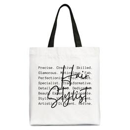 OrnamentallyYou - Hair Stylist Definition Canvas Tote Bag, Beauty Salon Appreciation Words Gift Shopper - White Black