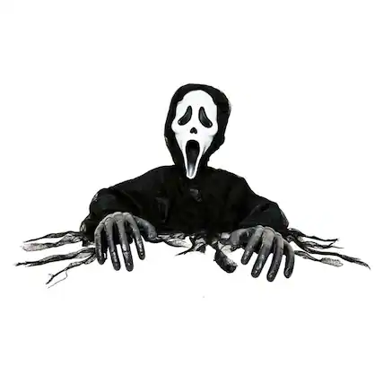 Front. Funworld - Ghost Face 12 Inch Grave Breaker Halloween Decor - Black.