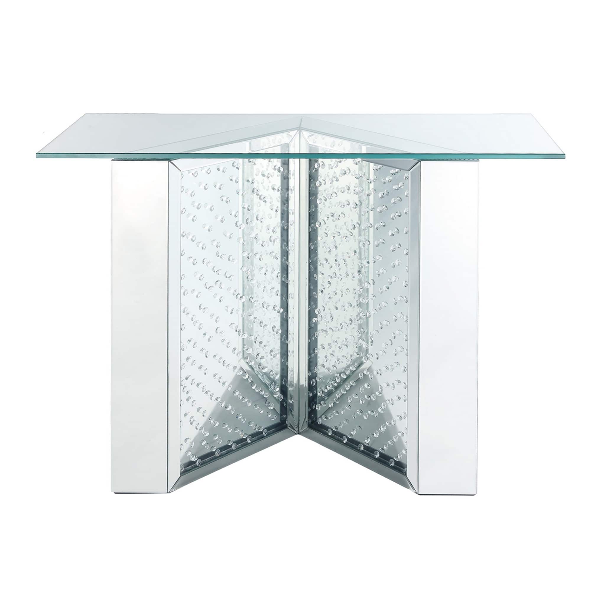 Manhattan Lane - Console Table with Mirrored V Shaped Base - Silver