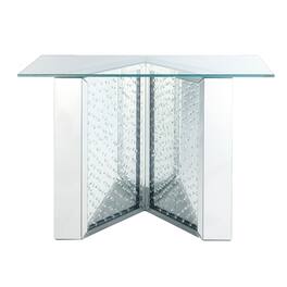 Manhattan Lane - Console Table with Mirrored V Shaped Base - Silver