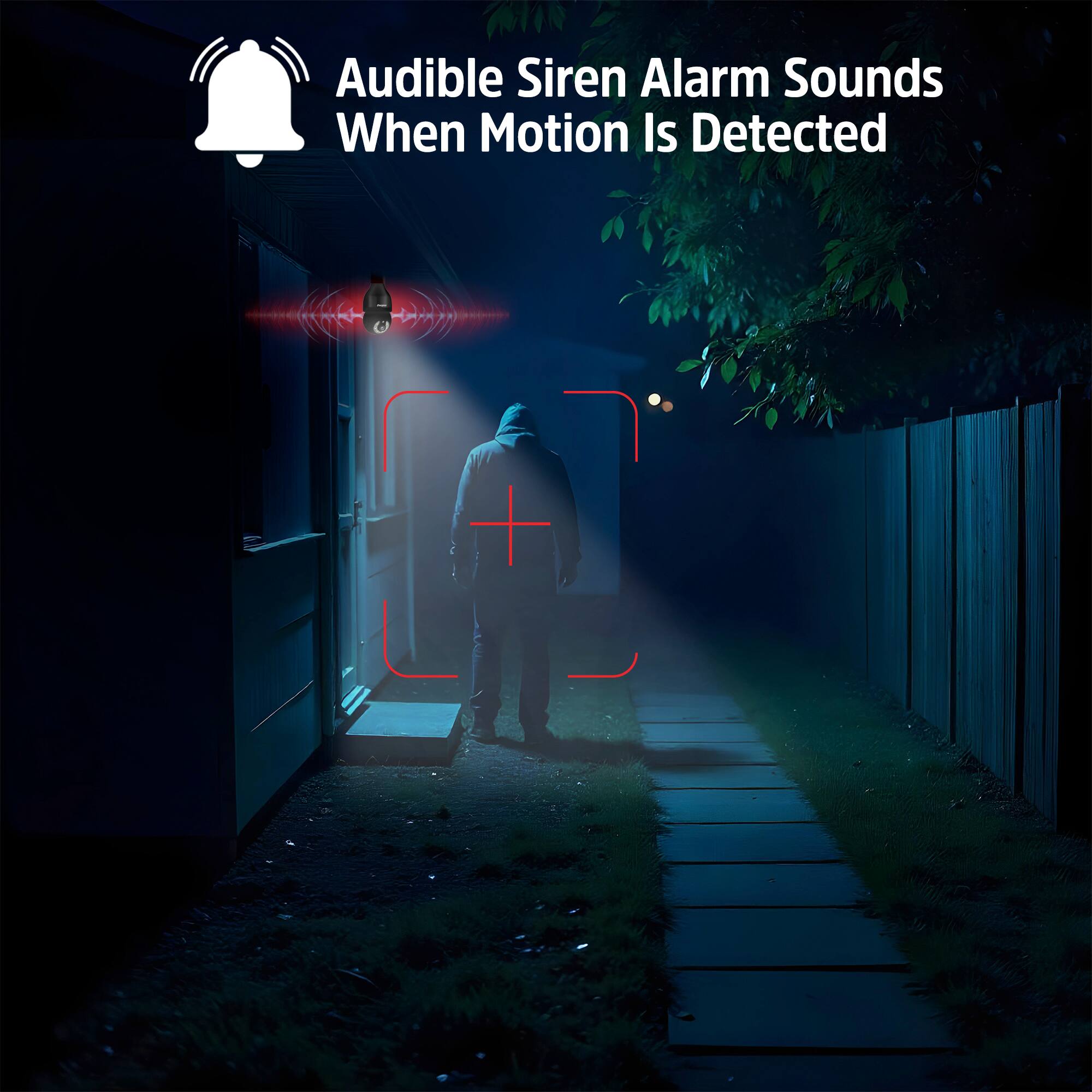 Audible Siren Alarm Sounds When Motion Is Detected