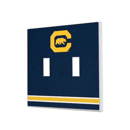 Front. Keyscaper - Cal Bears Stripe Design Double Toggle Lightswitch Plate - Multicolor.