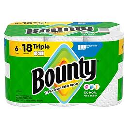 Bounty - Select-A-Size Triple Roll Paper Towels, 2-ply, 123 Sheets/Roll, 6 Rolls/Pack (67001/05630) - White