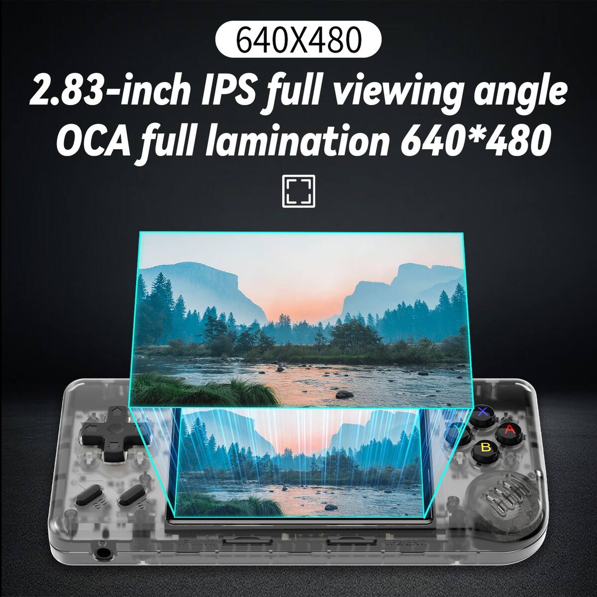640X480  
2.83-inch IPS full viewing angle  
OCA full lamination 640*480