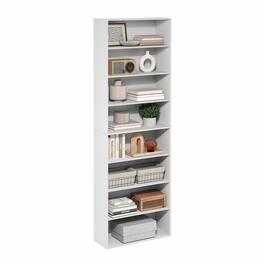 Furinno - Basic 8-Tier Open Shelf Bookcase, Bookshelf, Storage Organizer, 12 x 24 x 71 - White