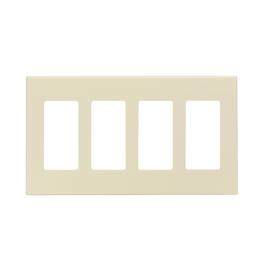 Leviton - 4 gang Polycarbonate Decorator Screwless Wall Plate 1 pk - Almond