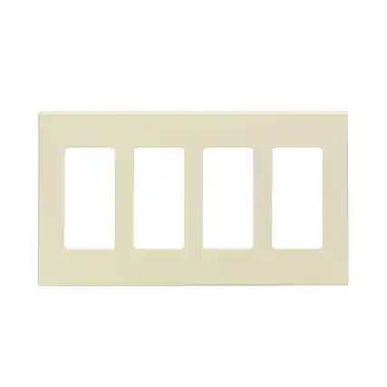 Front. Leviton - Leviton Almond 4 gang Polycarbonate Decorator Screwless Wall Plate 1 pk - Almond.