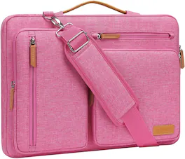 mosiso - 360 Protective Laptop Shoulder Bag 15-15.6 inch Computer Messenger Bag for MacBook Pro 16 inch HP Dell Lenovo Asus - Rose Red