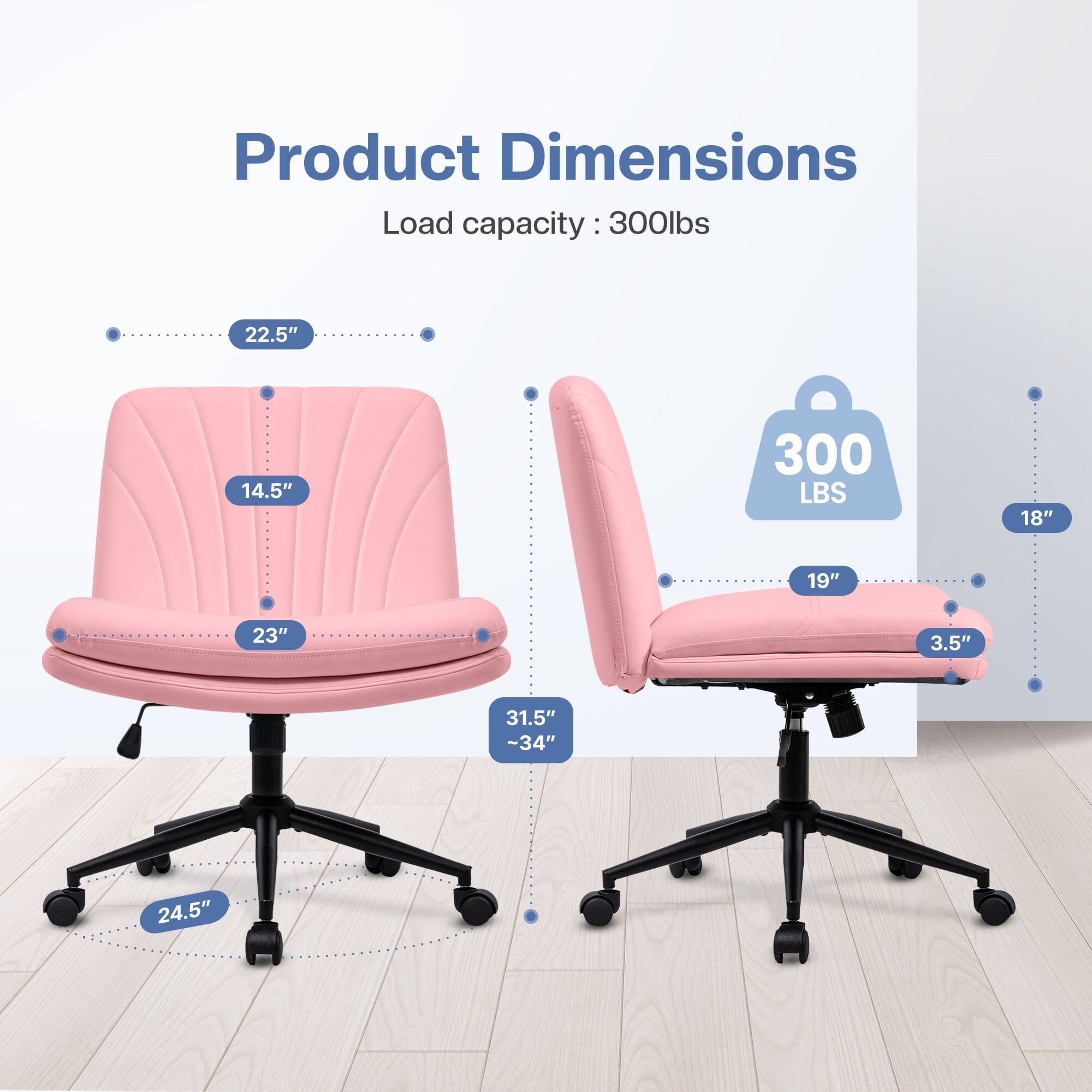 Product Dimensions  
Load capacity: 300lbs  
22.5"  
14.5"  
23"  
18"  
19"  
3.5"  
31.5" ~34"  
24.5"