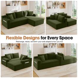 Anysun - 94.5" L-Shape Cloud Modular Sectional Sofa with Right Chaise-Deep-Seat Corner Couch, No Assembly for Living Room&Bedroom - Green