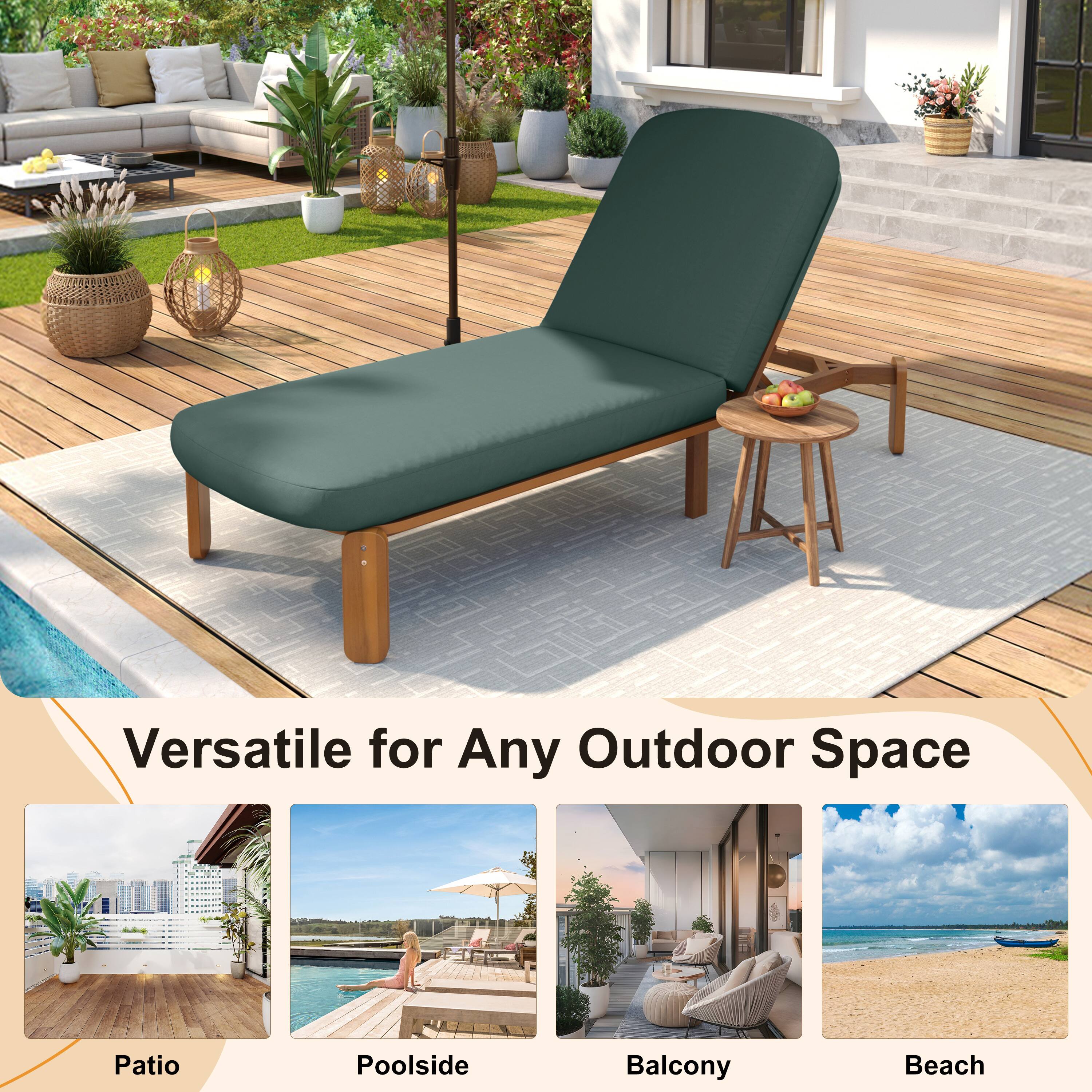 Versatile for Any Outdoor Space  
Patio  
Poolside  
Balcony  
Beach