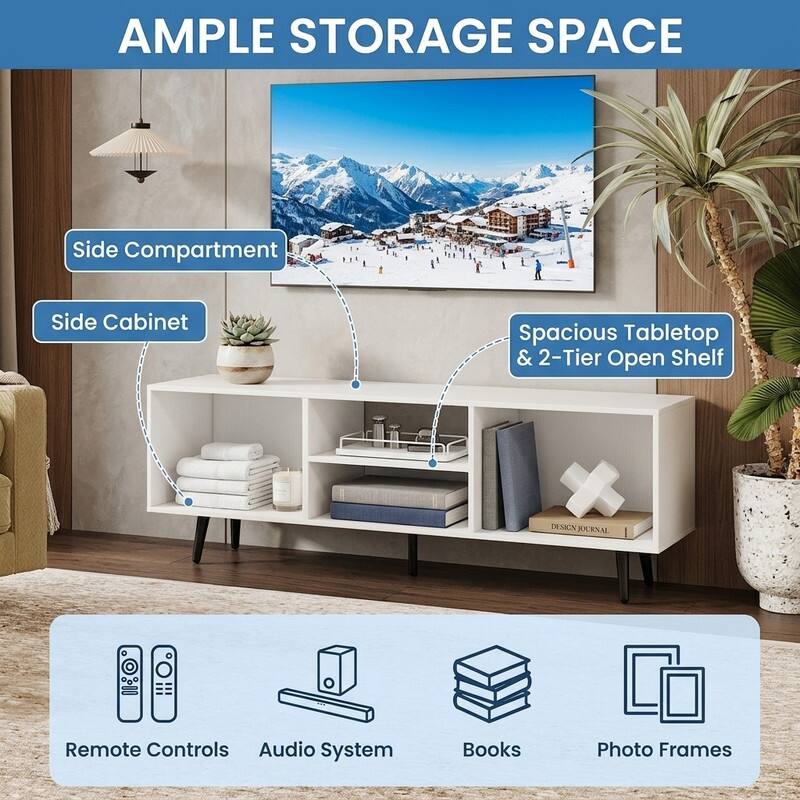 AMPLE STORAGE SPACE

- Side Compartment
- Side Cabinet
- Spacious Tabletop & 2-Tier Open Shelf

X DESIGN JOURNAL

- Remote Controls
- Audio System
- Books
- Photo Frames