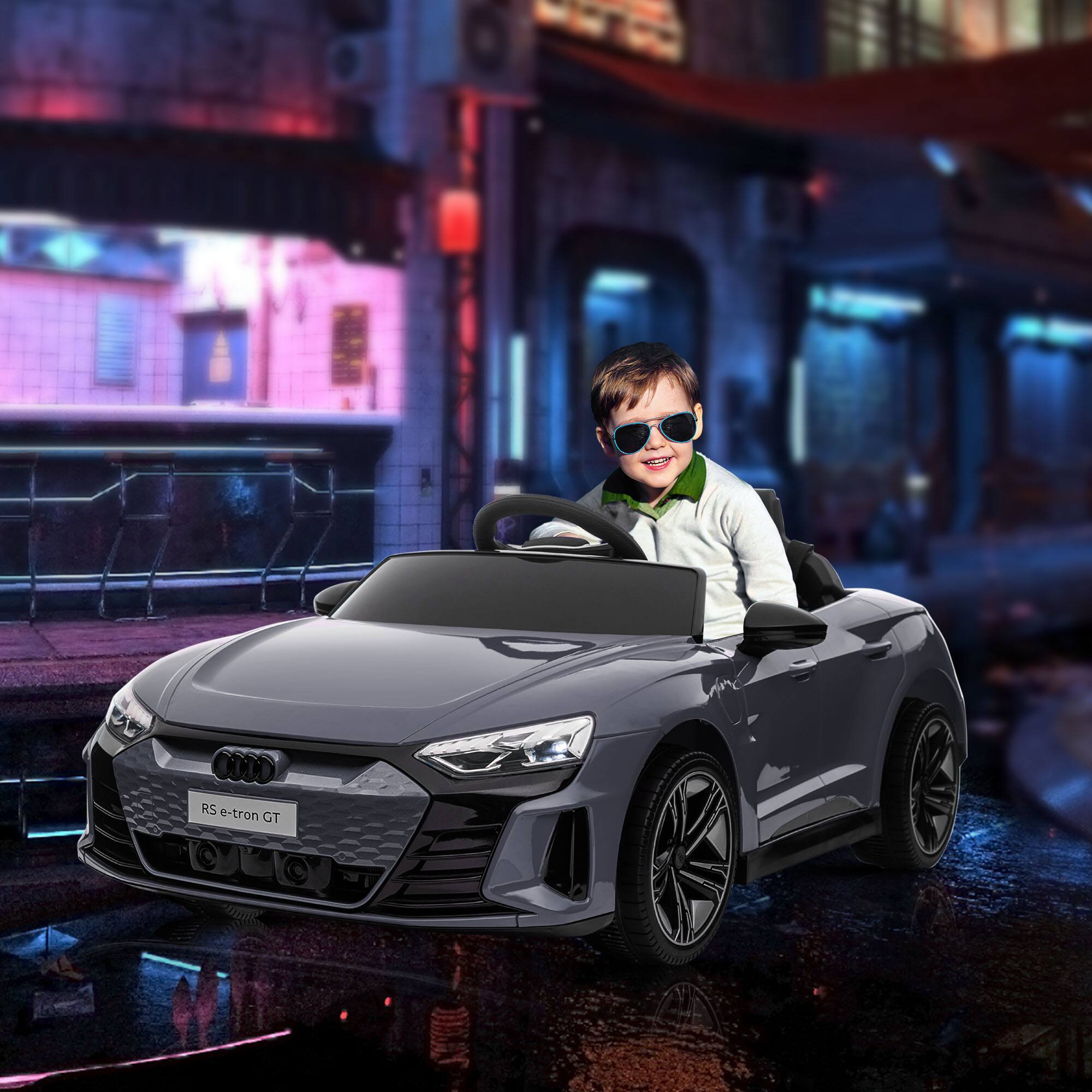 Angle. Aosom - Licensed Audi RS e-tron GT 12V Kids Ride On Car, Electric Vehicle with Parent Remote, Music, Lights, for Toddlers.