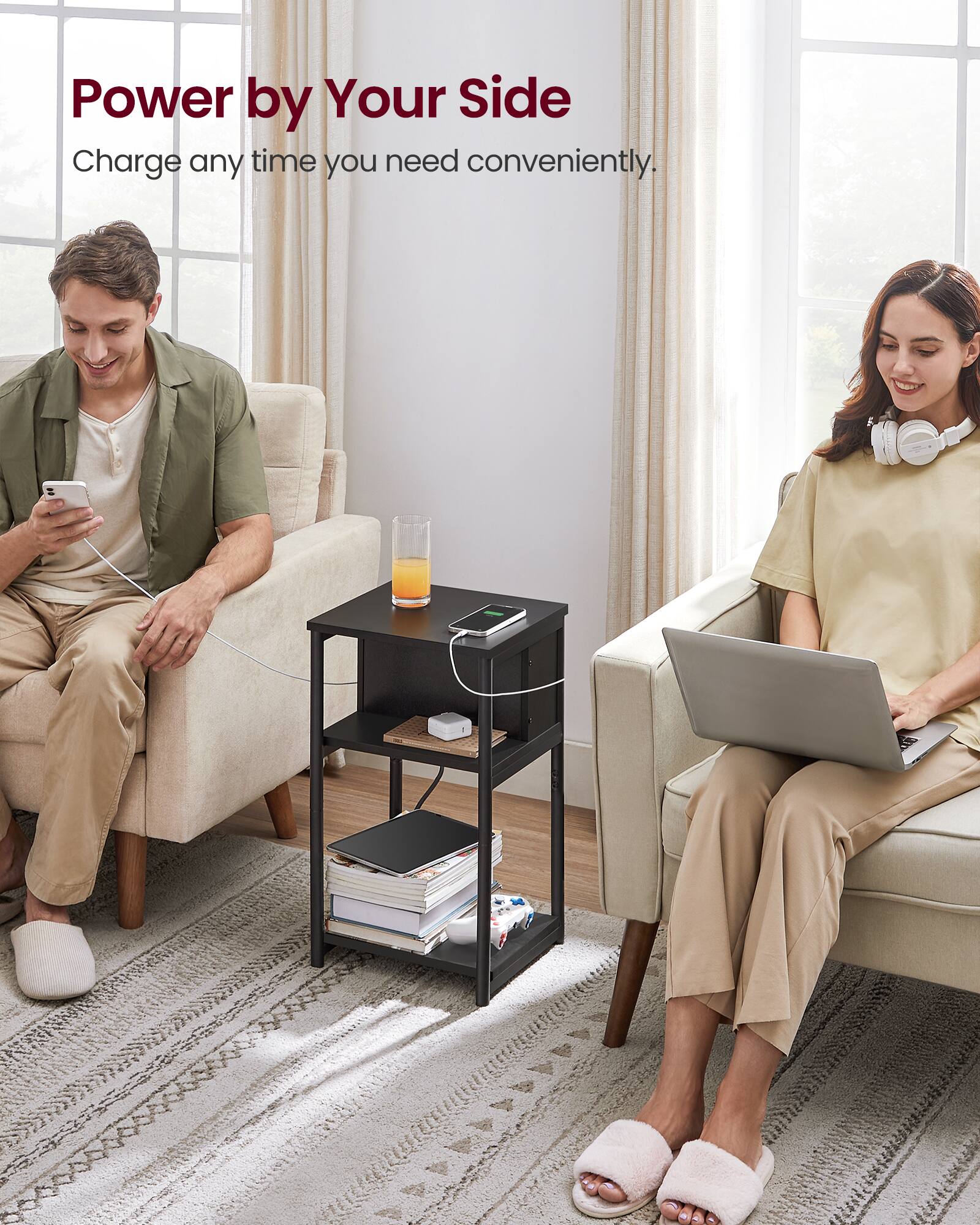Power by Your Side  
Charge any time you need conveniently.