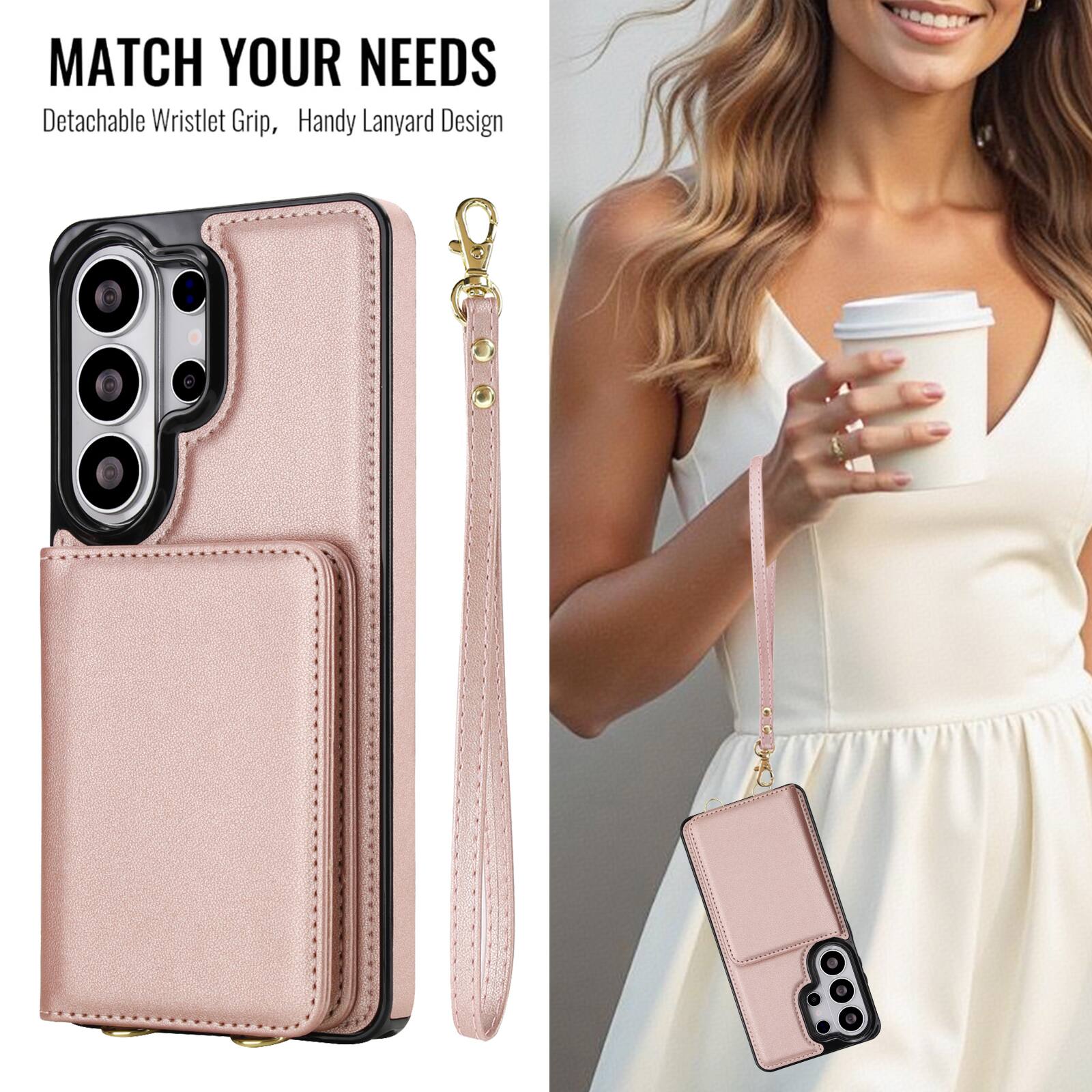 MATCH YOUR NEEDS  
Detachable Wristlet Grip, Handy Lanyard Design