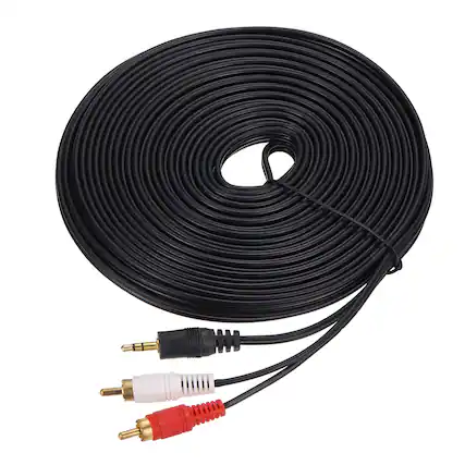 Front. Unique Bargains - 1pc TSR3.5mm Male to 2RCA Jack Cable, 15m/16.4yd, 2.6mm PVC Copper Core Audio AUX Cable for TV/Amplifier/Speaker/Mobile - Black.