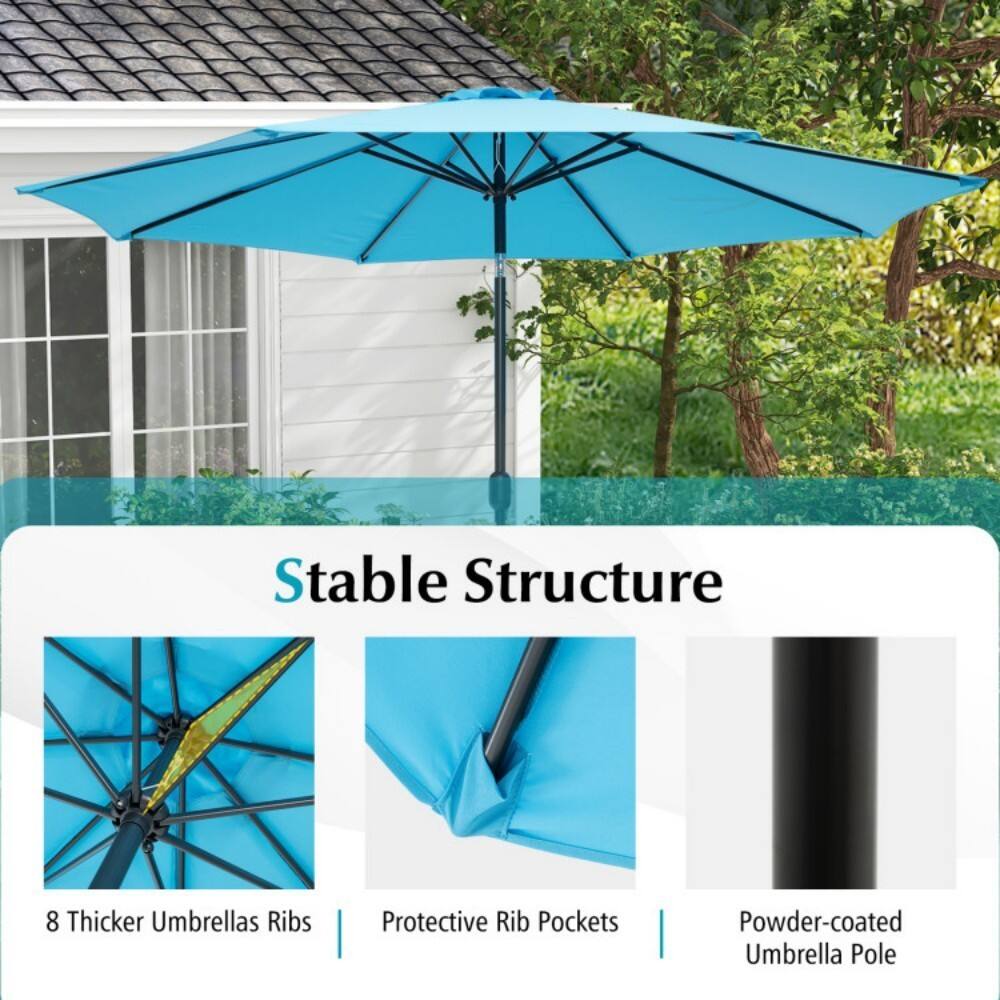Stable Structure

- 8 Thicker Umbrella Ribs
- Protective Rib Pockets
- Powder-coated Umbrella Pole